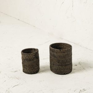 Handcrafted Rattan Pen Holder Set Desk Organizer