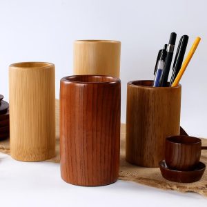 Handmade Bamboo Pen Holder Desk Organiz